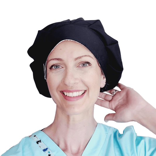 Scrub Cap, Surgical Cap, Scrub Hats, Scrub Caps, Scrub Caps For Women, Euro Scrub Hat, Nurse Cap, Scrub Hats For Women, Surgical Caps, Fun Scrub Caps, Satin lined Scrub Caps, Hats & Caps, Scrub Hats, Solid Black Bouffnat Hat,