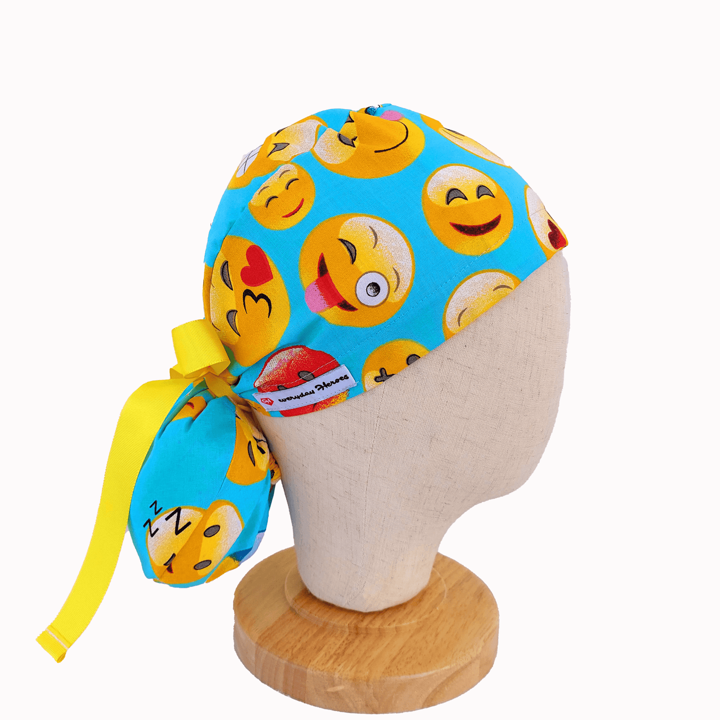 Emoji Print Ponytail Scrub Cap - Surgical Cap for Nurses and Surgeons