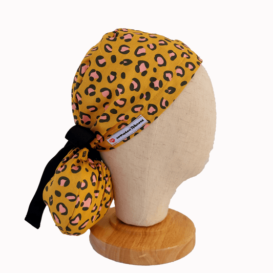 Surgical Scrub Cap Leopard Print Ponytail Scrub Cap for Nurses and Doctors