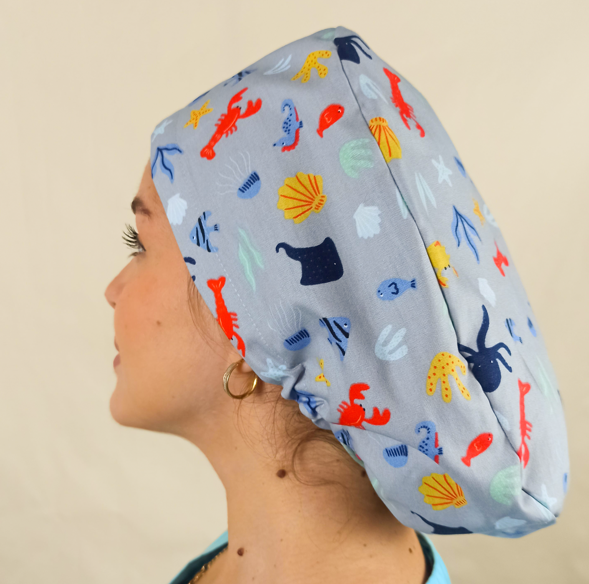 Custom name scrub cap for women satin inside