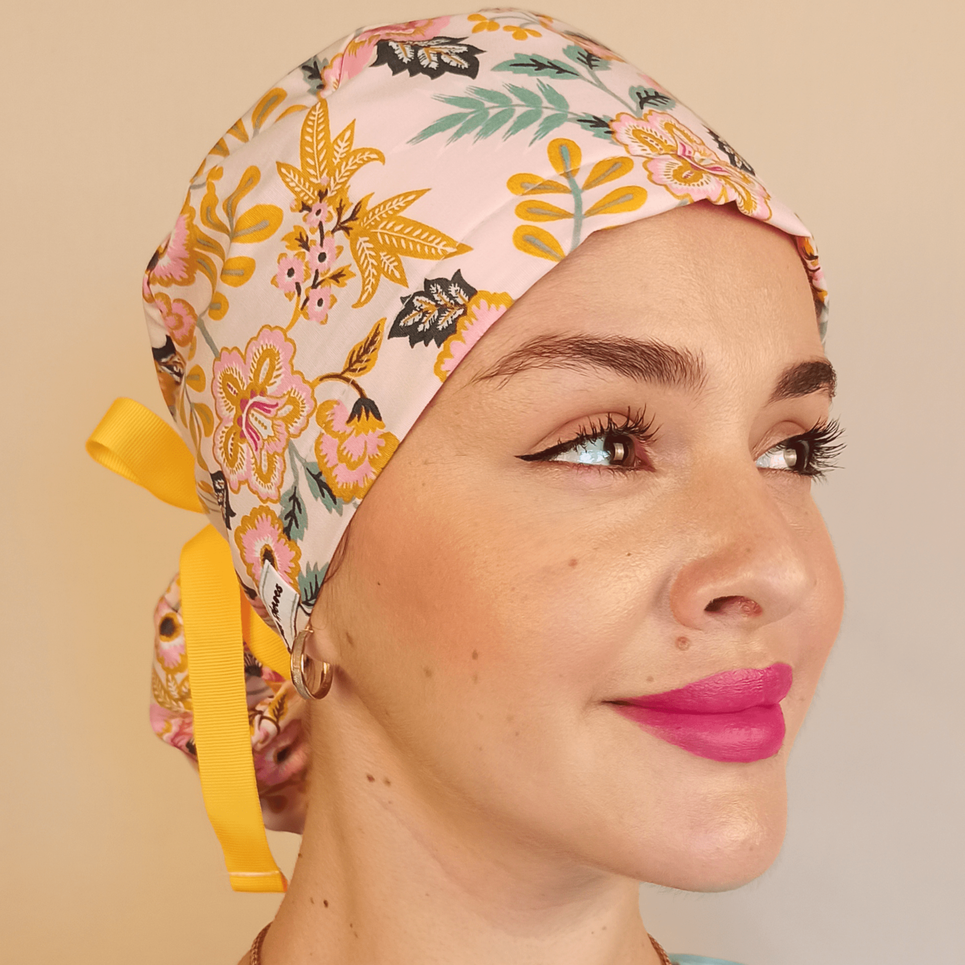 personalized scrub cap, floral scrub hat, surgical technologist cap, custom name scrub hat, ponytail scrub cap, nurse headwear, medical scrub hat, embroidered scrub cap, satin lined scrub hat, mask button cap, doctor scrub cap, gift for nurse, healthcare headwear