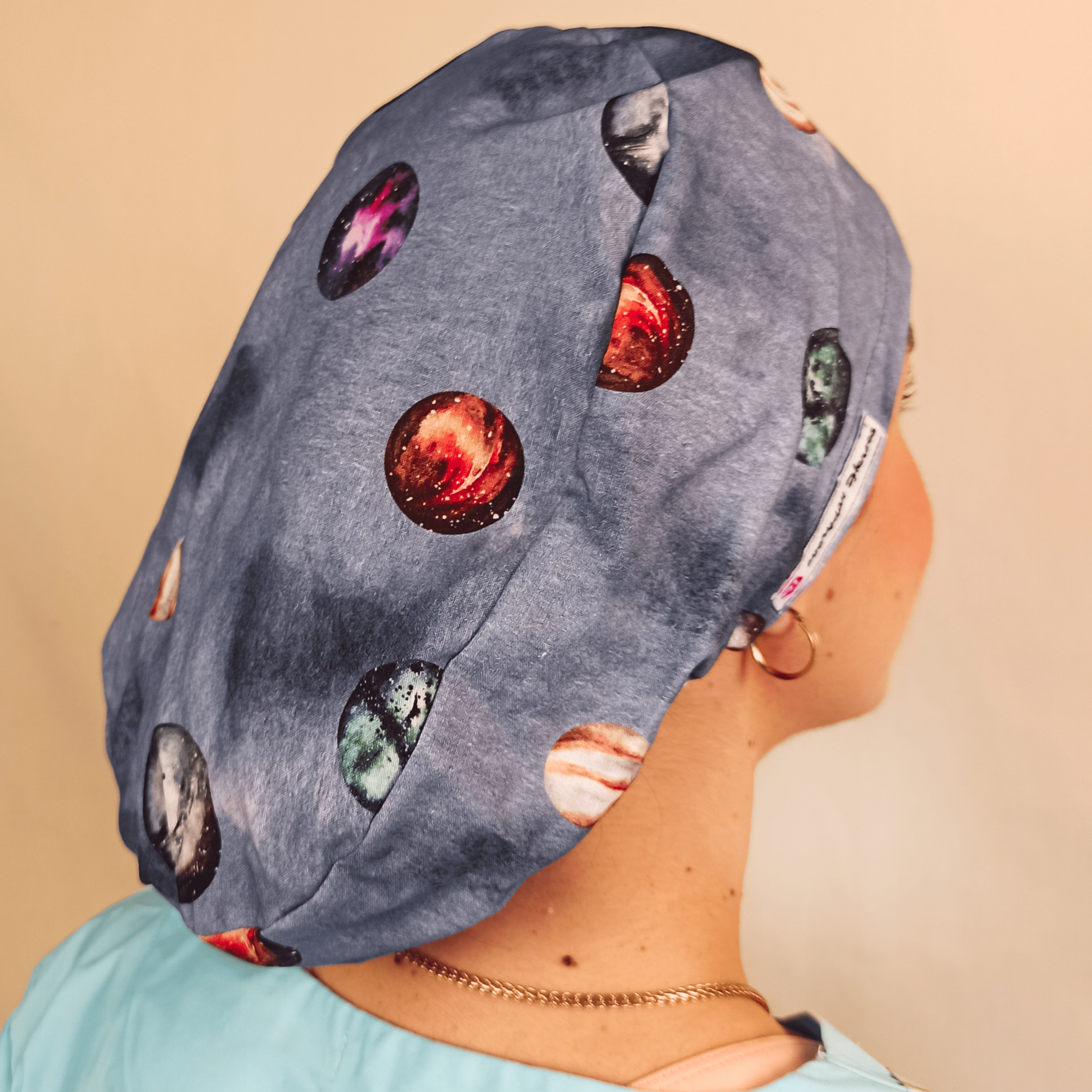 planets scrub cap for women with satin lining