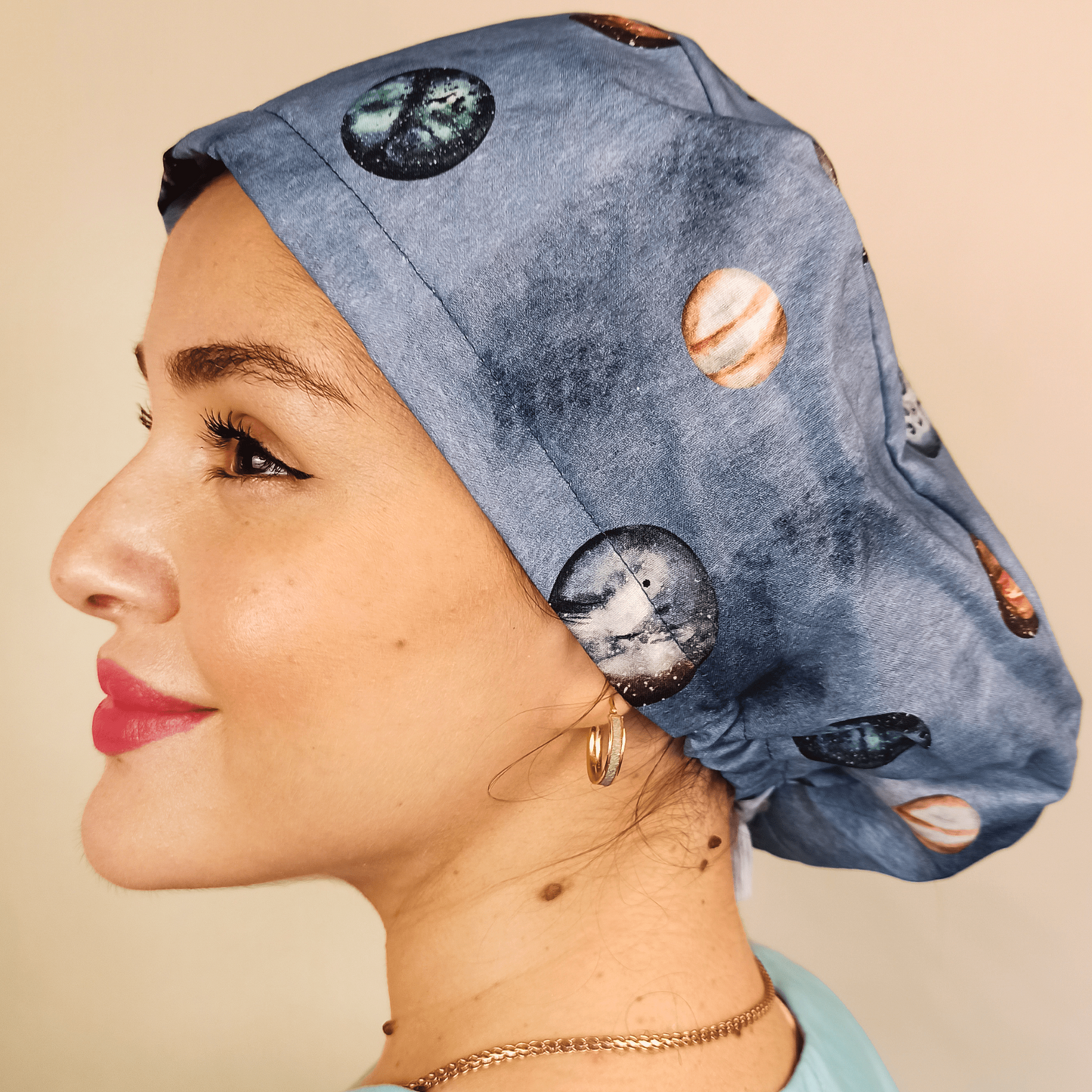 planets scrub cap for women with satin lining