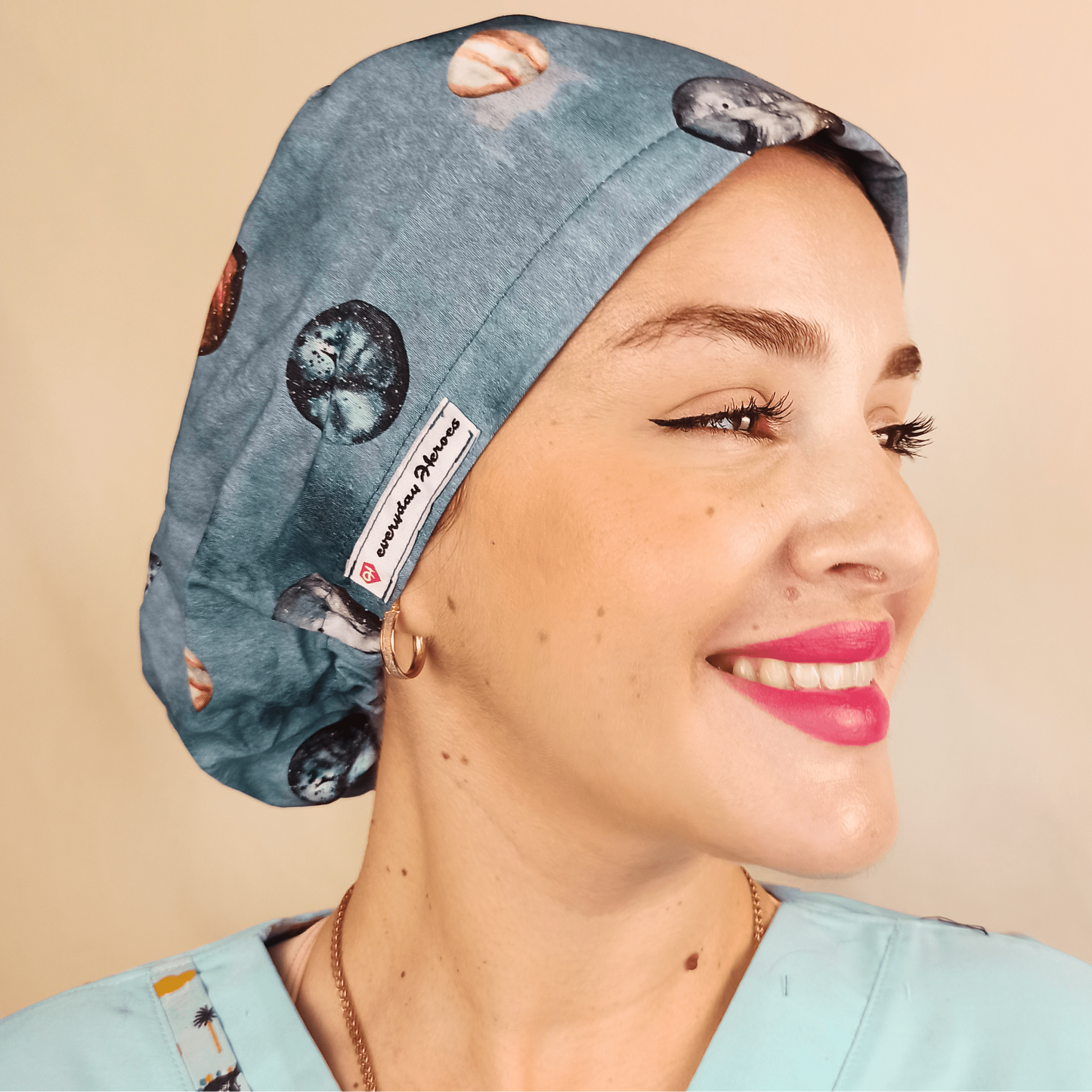 planets scrub cap for women with satin lining