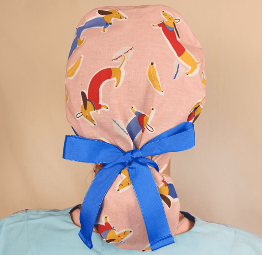 Wiener Doxie Sausage Dogs Scrub Cap, Weenie Teckel Dachshund Surgical Cap