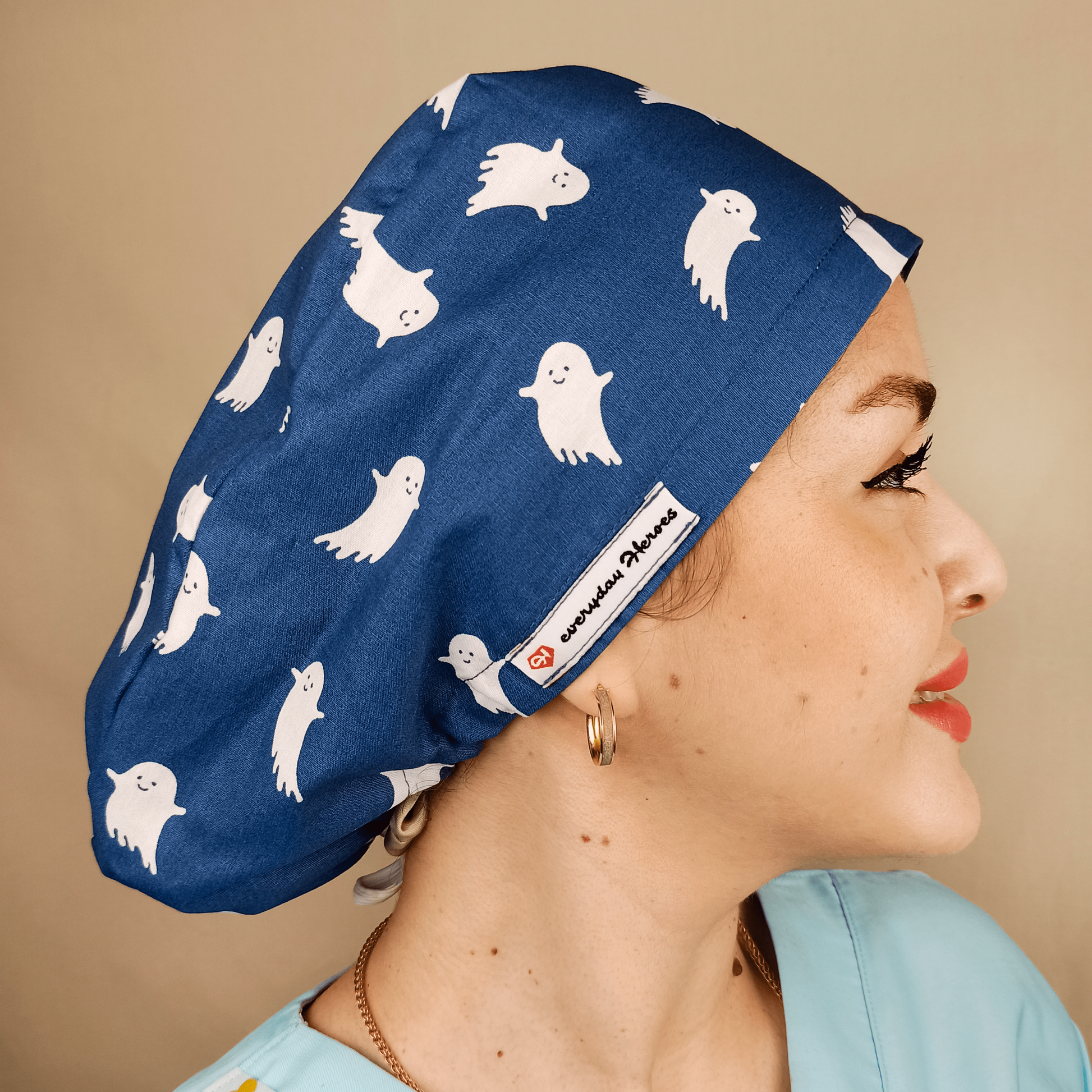 Ghosts Scrub Caps Satin Lined Surgical Cap Named with Embroidery.