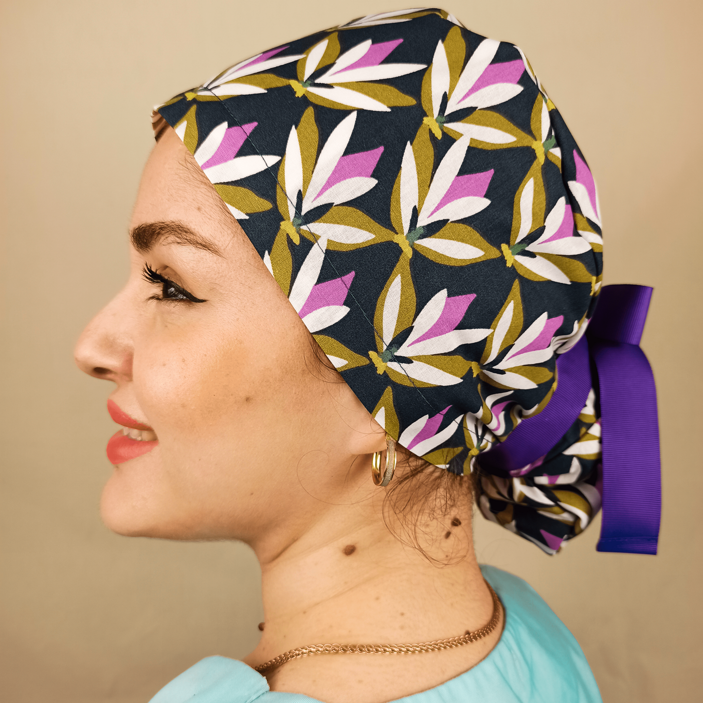 Waterlilly flowers scrub cap purple blue