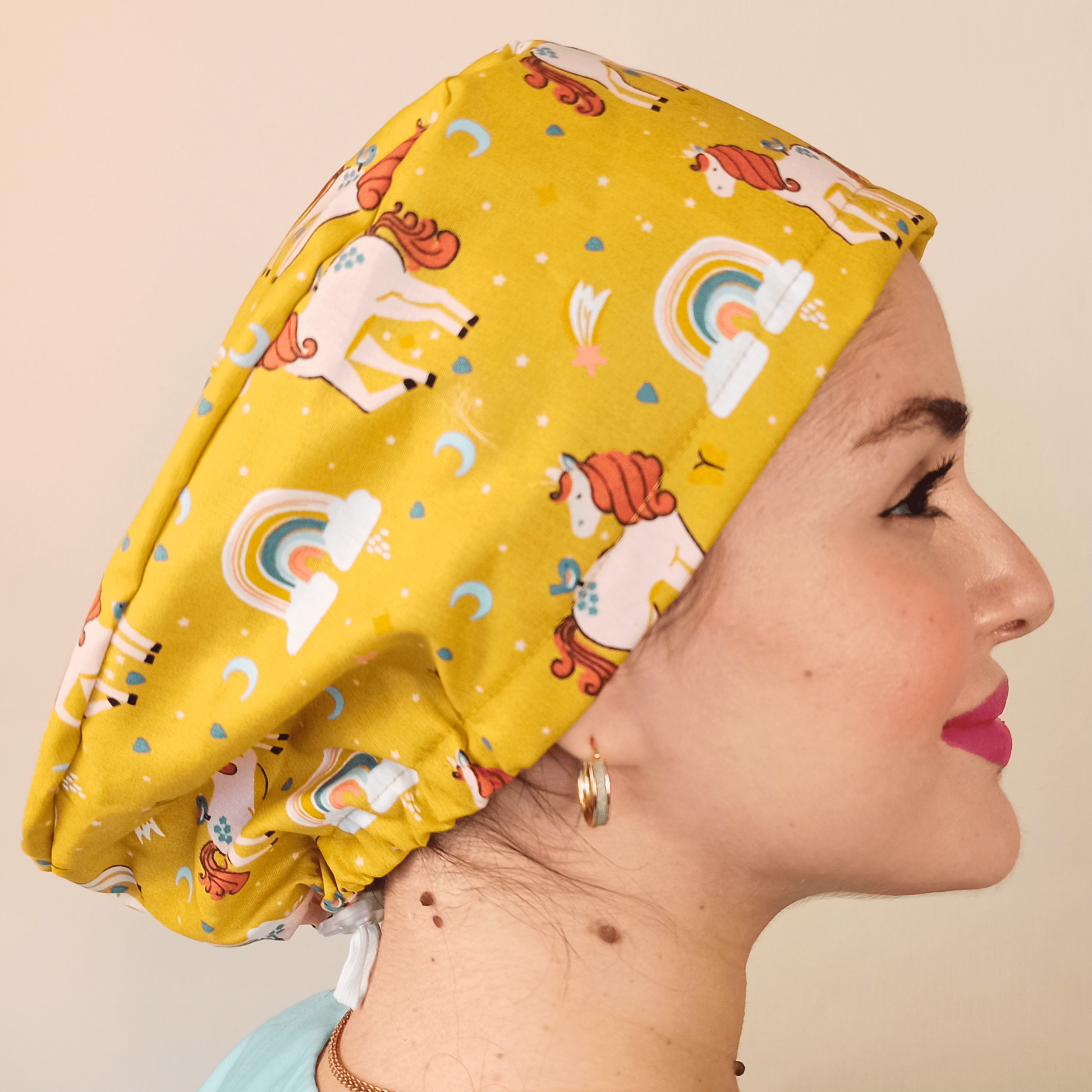 Unicorns On Rainbows Euro Scrub Caps-Surgical Caps With Satin & Name Option