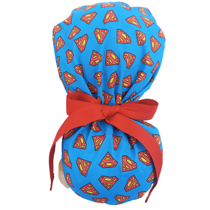 scrub cap ponytail with superman logo
