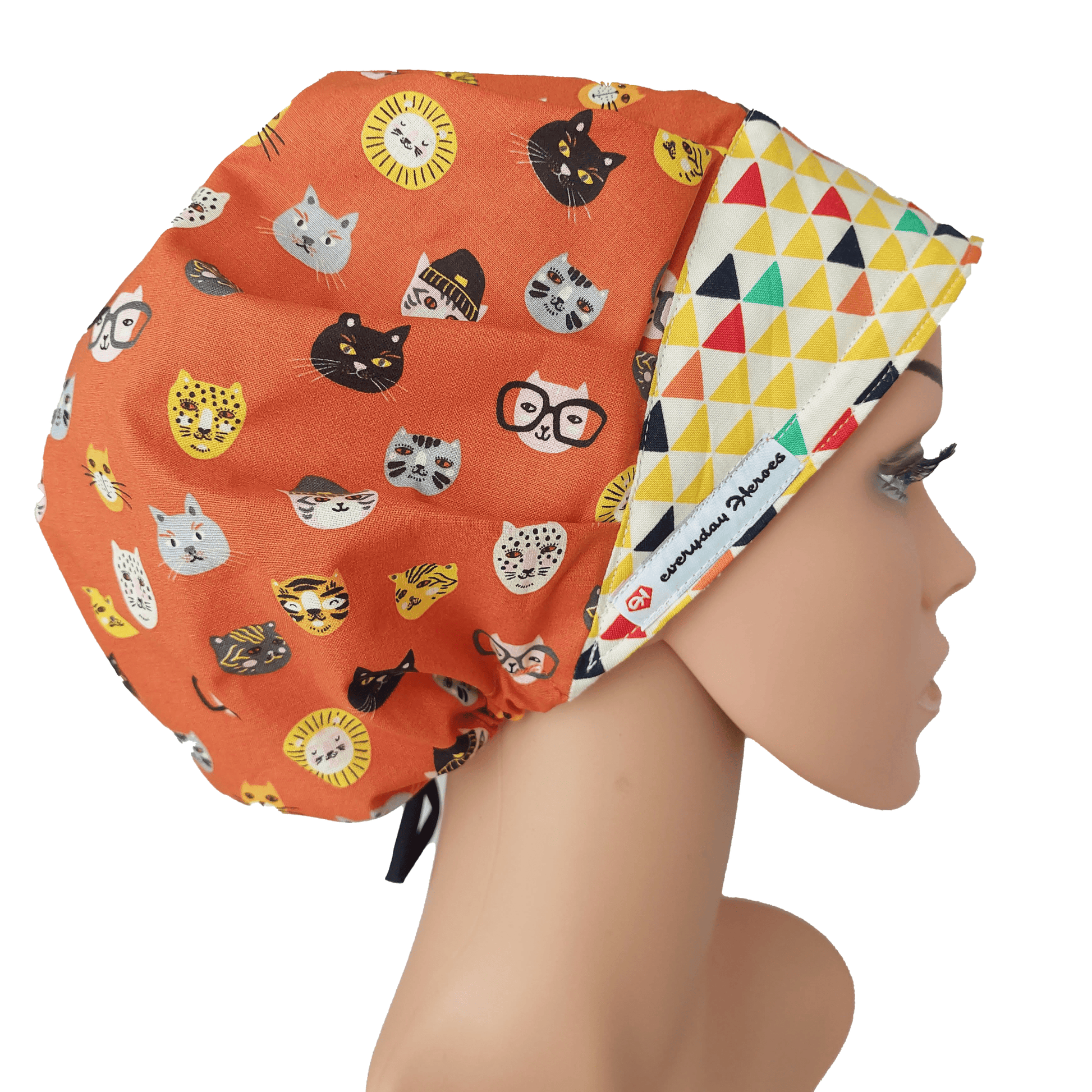 Bouffant Hat with Kitties - [scrub_hat]-[scrub_cap_for_women]-[surgical_cap]