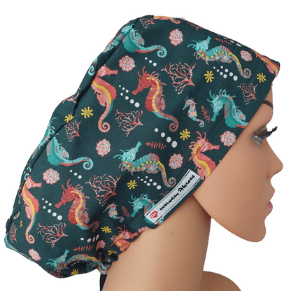 Scrub Cap -Surgical Cap Hippocampus - [scrub_hat]-[scrub_cap_for_women]-[surgical_cap]