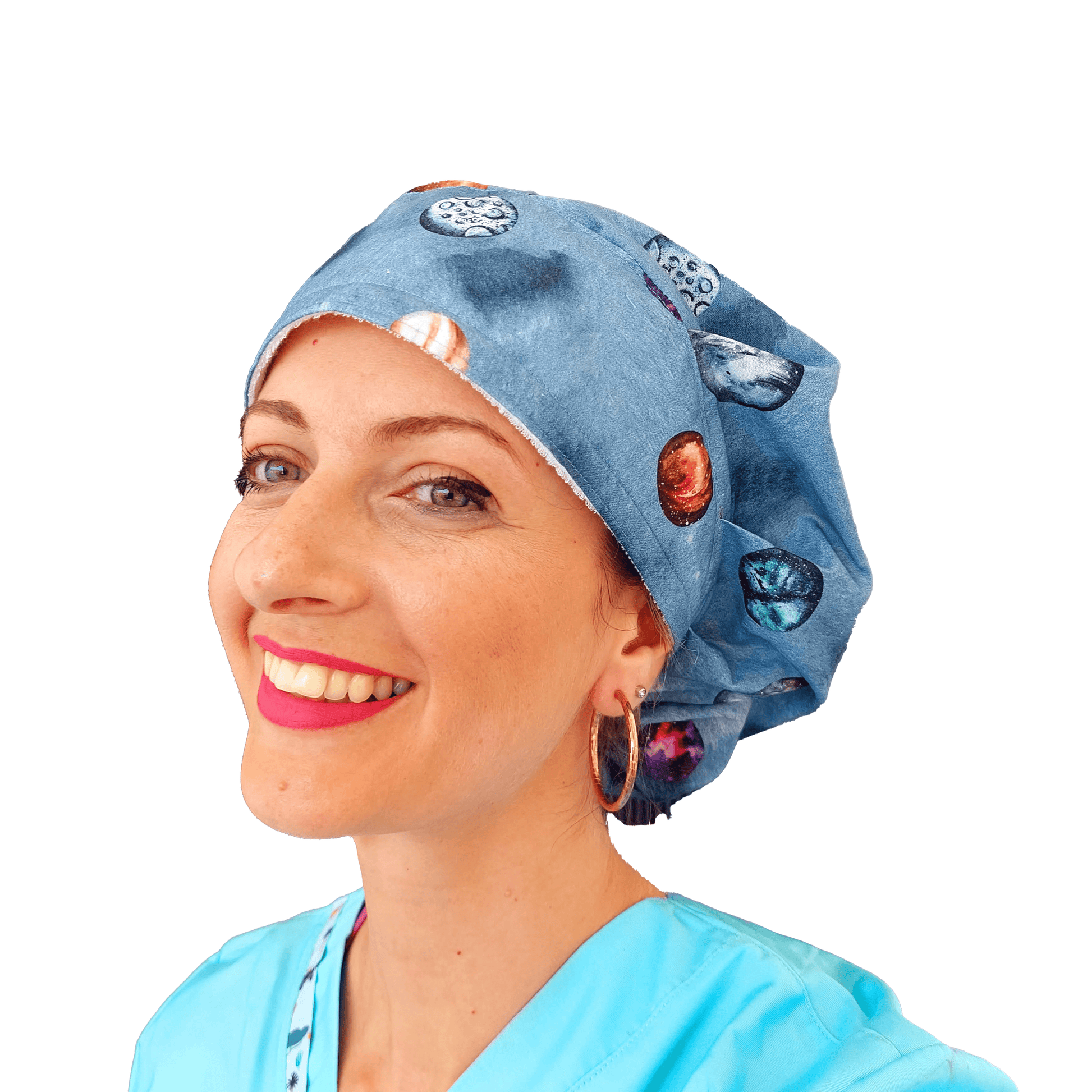 Scrub Hat Bouffant with Planets Venus Moon Mars Jupiter Mercury