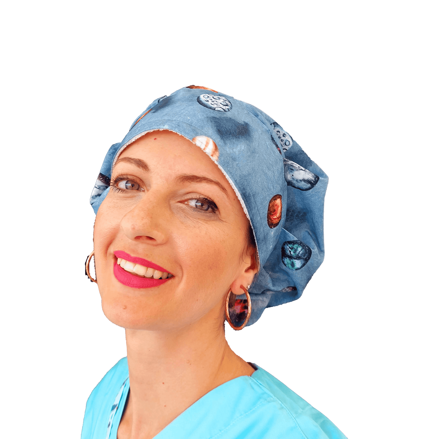 Scrub Hat Bouffant with Planets Venus Moon Mars Jupiter Mercury
