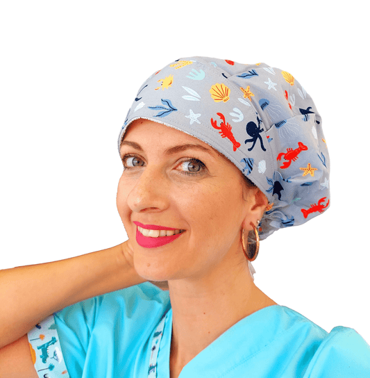 Scrub Caps SeaWorld, Scrub Hat Bouffant Lobster 