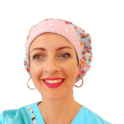 Scrub Hat Bouffant, Pastry Hat with Cupcakes
