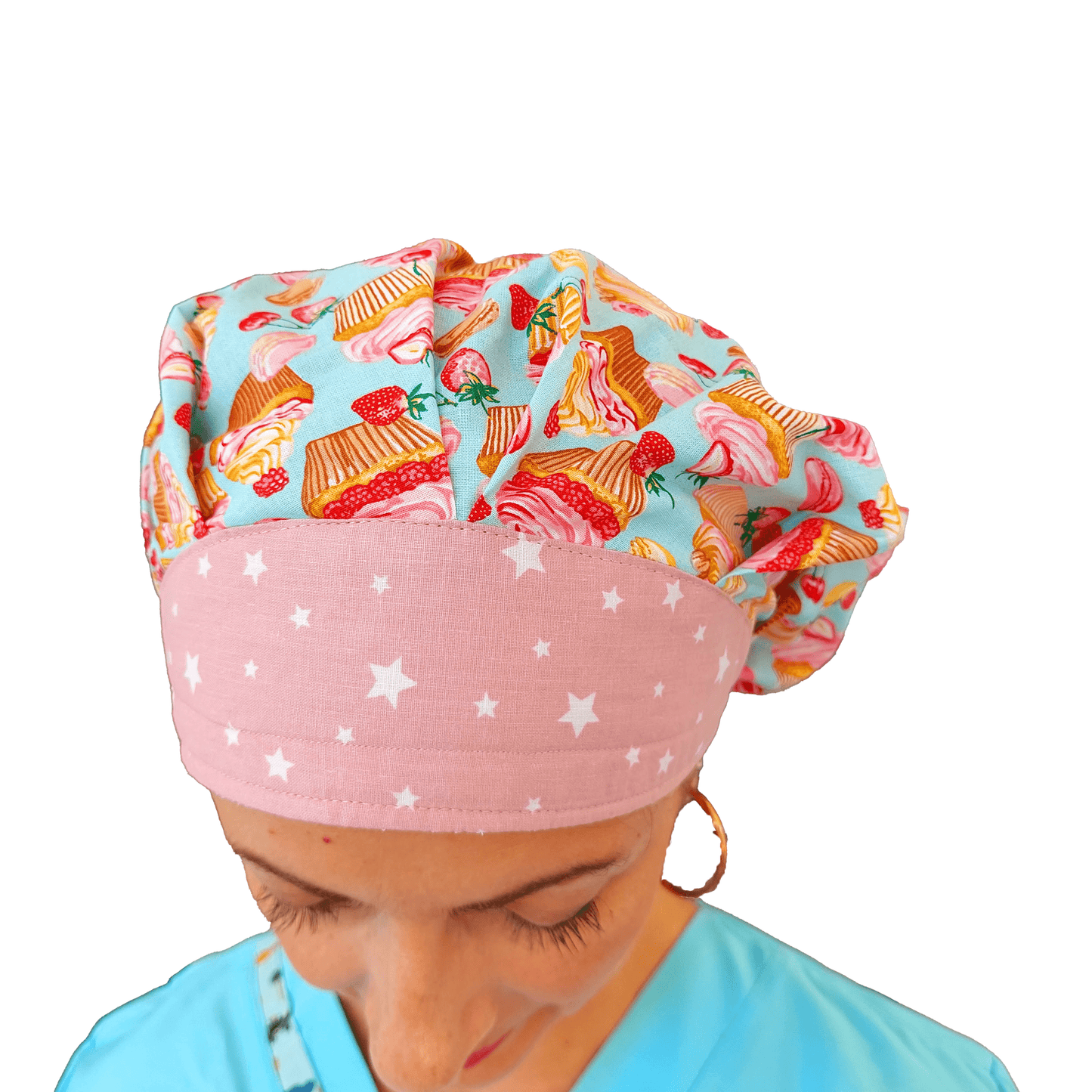 Scrub Hat Bouffant, Pastry Hat with Cupcakes