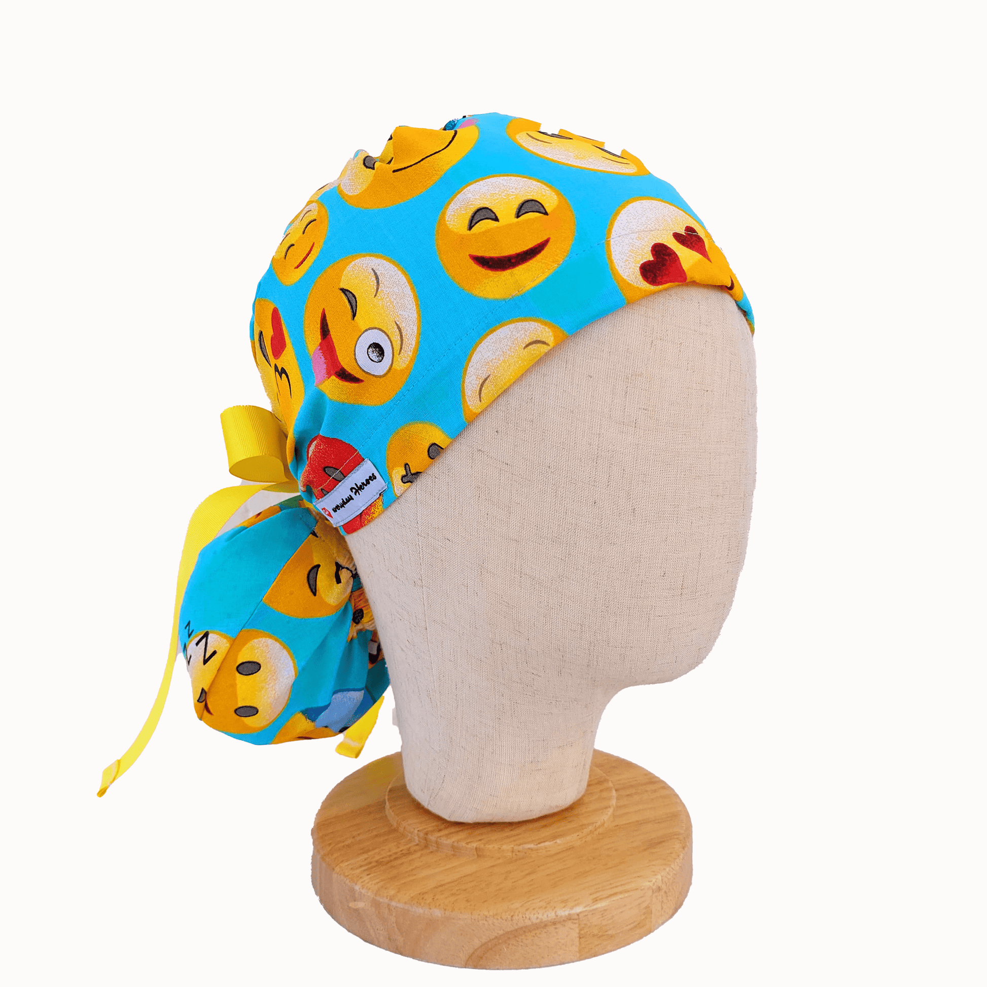 Emoji Print Ponytail Scrub Cap - Surgical Cap for Nurses and Surgeons