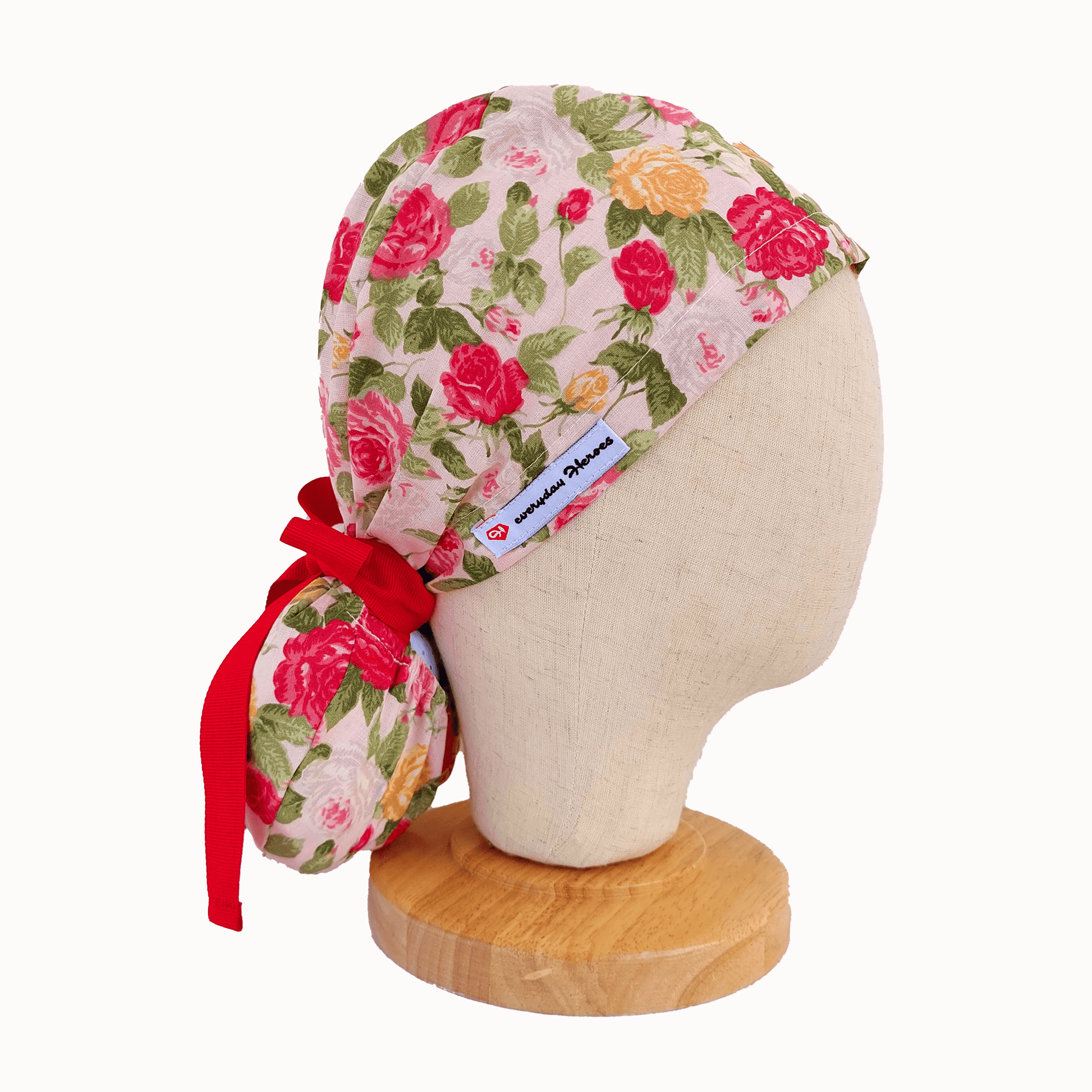 Ponytail Scrub Cap - Roses Surgical Cap For Nurses