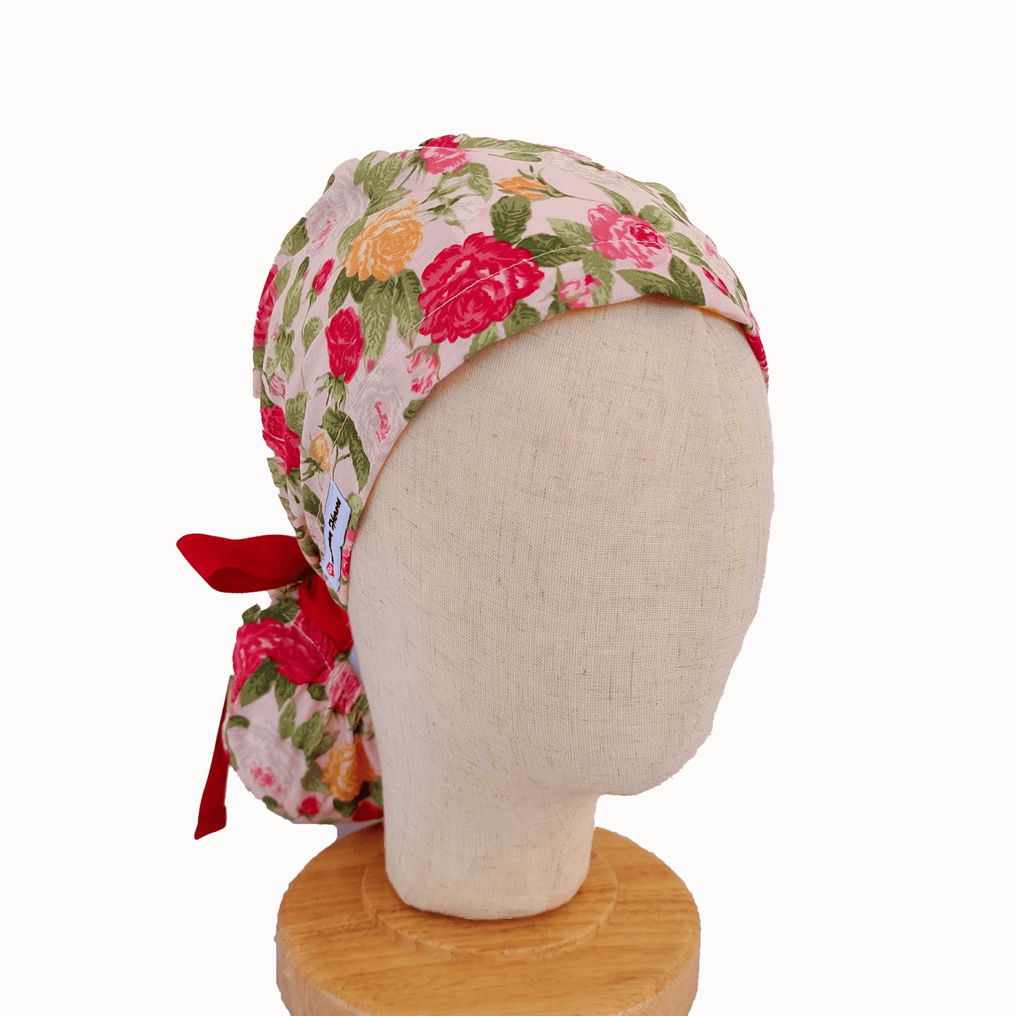 Ponytail Scrub Cap - Roses Surgical Cap For Nurses