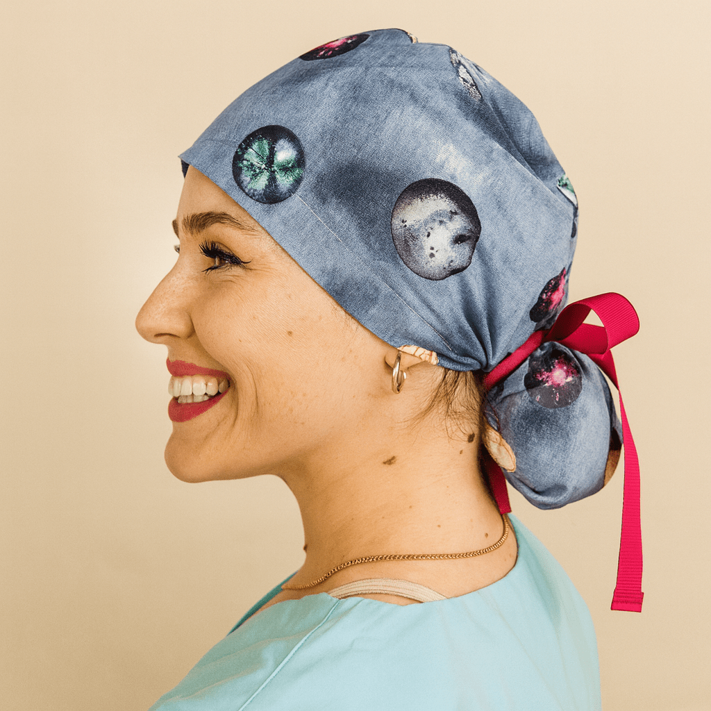 Galaxy Moon Stars Scrub Caps For Women Universe Constellation Ponytail Scrub Hat  Planets Surgical Cap - [scrub_hat]-[scrub_cap_for_women]-[surgical_cap]