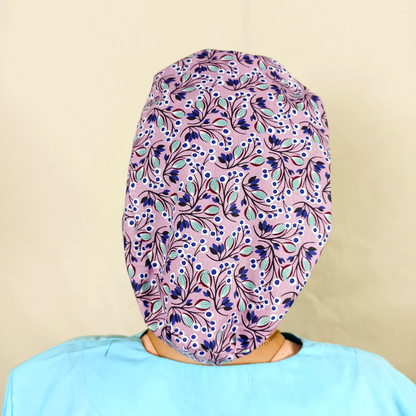 Levanter Scrub Cap Purple - Surgical Cap Women Floral - [scrub_hat]-[scrub_cap_for_women]-[surgical_cap]