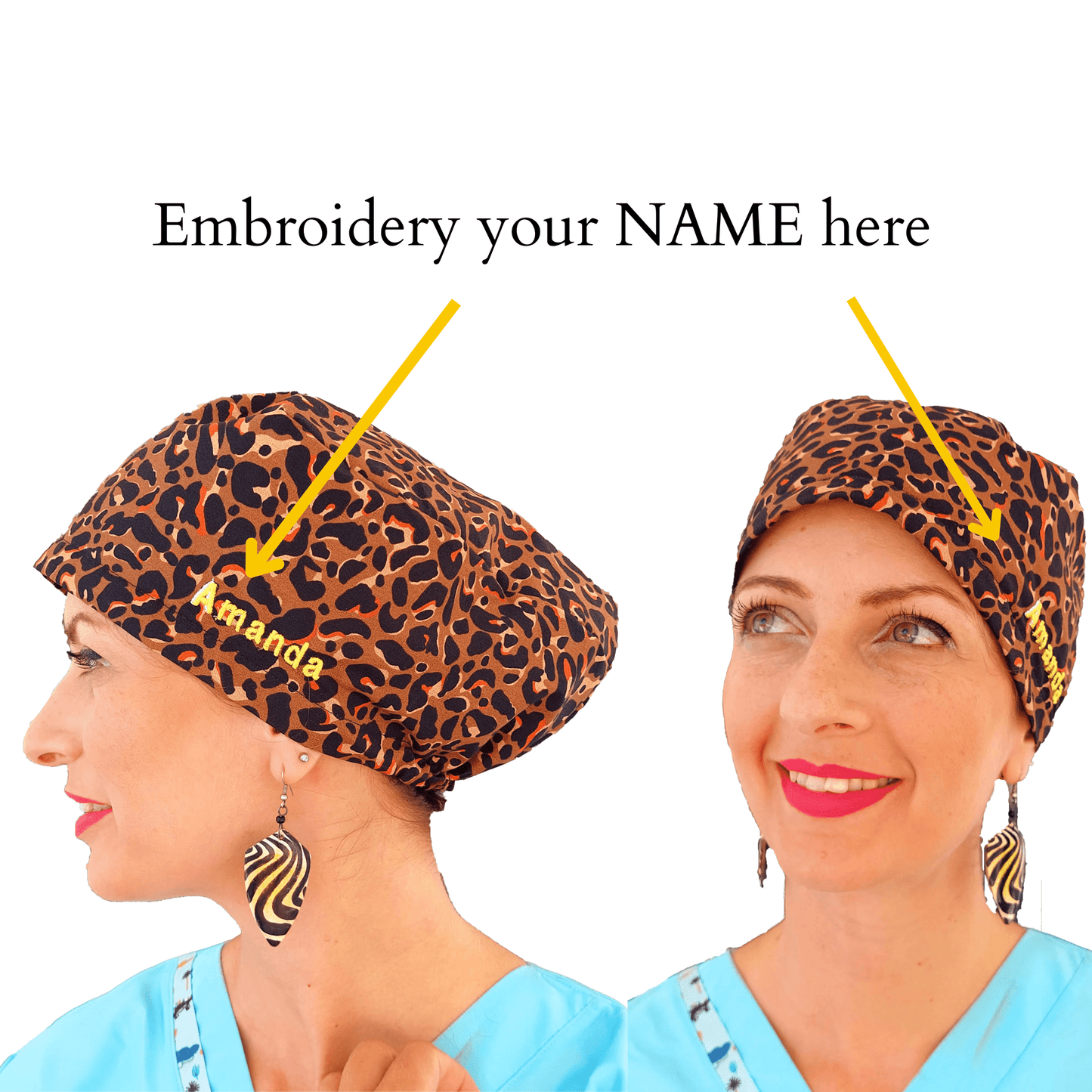 Name Embroidery Customization For Scrub Caps, Doctors Name On The Hat ! - [scrub_hat]-[scrub_cap_for_women]-[surgical_cap]