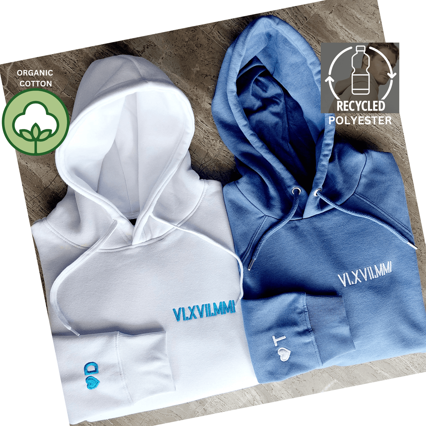 Custom Embroidered Roman Numeral Hoodie-Couples Gift - Personalized Date and Initial Hoodie - [scrub_hat]-[scrub_cap_for_women]-[surgical_cap]