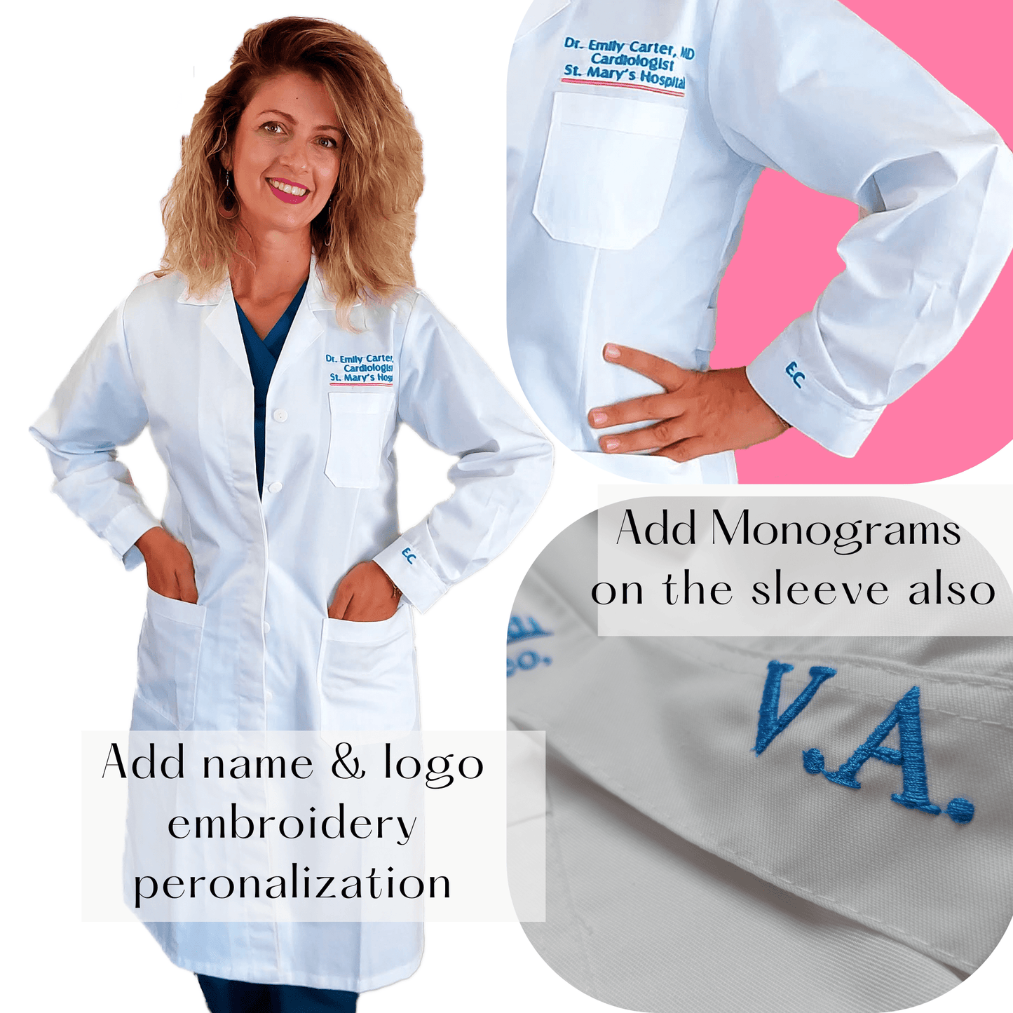 Custom Lab Coat 4-5 Days Free Shipping - [scrub_hat]-[scrub_cap_for_women]-[surgical_cap]