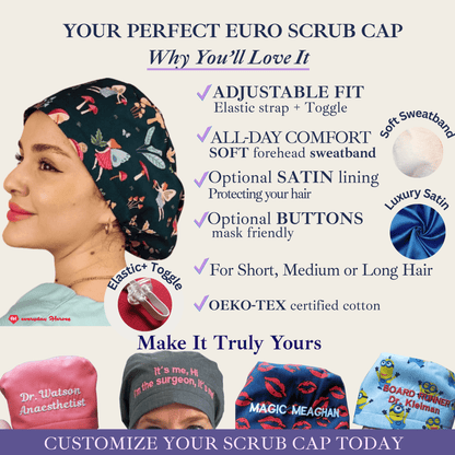 Retro Geometric Scrub Caps For Women Euro - [scrub_hat]-[scrub_cap_for_women]-[surgical_cap]