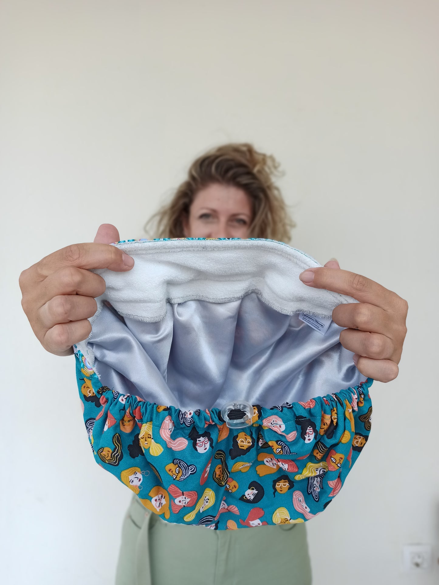 Surgical Scrub Hat Bouffant-Womans Faces Peacock Sweatband - [scrub_hat]-[scrub_cap_for_women]-[surgical_cap]