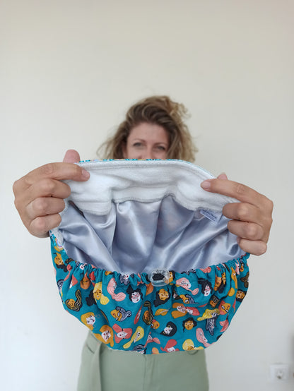 Surgical Scrub Hat Bouffant-Womans Faces Peacock Sweatband - [scrub_hat]-[scrub_cap_for_women]-[surgical_cap]