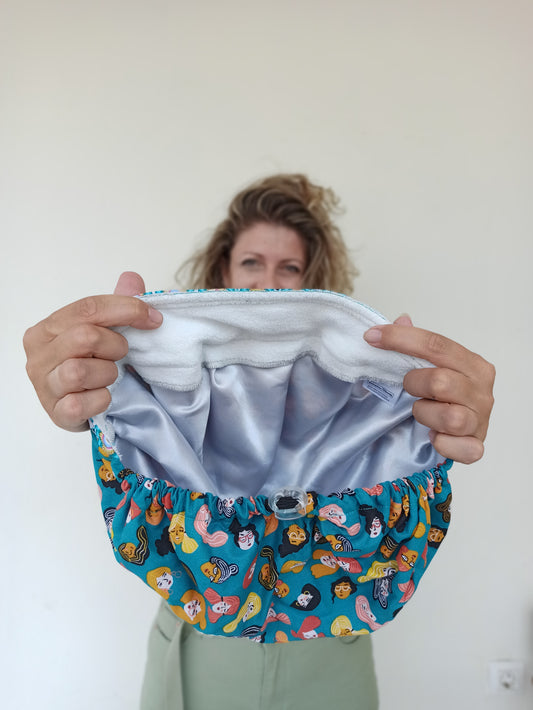 Surgical Scrub Hat Bouffant-Womans Faces Peacock Sweatband - [scrub_hat]-[scrub_cap_for_women]-[surgical_cap]