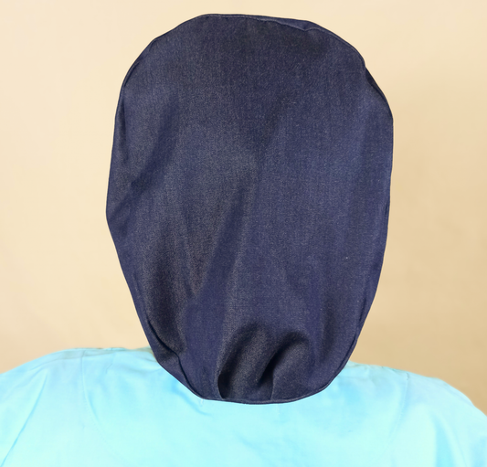 The Denim Scrub Cap-Adjustable Surgical Caps-Satin Lined & Buttons-Personalized Nurse Caps with Name Embroidery - [scrub_hat]-[scrub_cap_for_women]-[surgical_cap]