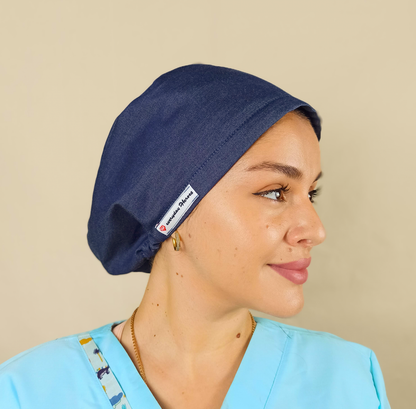 The Denim Scrub Cap-Adjustable Surgical Caps-Satin Lined & Buttons-Personalized Nurse Caps with Name Embroidery - [scrub_hat]-[scrub_cap_for_women]-[surgical_cap]