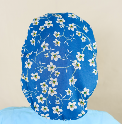 Almond Blossom-Medical Scrub Hats-Custom With Satin And Name Embroidery - [scrub_hat]-[scrub_cap_for_women]-[surgical_cap]