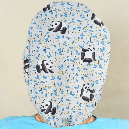 Panda Bears Scrub Cap Satin & name Embroidery Option -Surgical Caps For Women