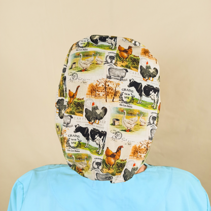 Concord Cow Chicken Farm House-Veterinary Scrub Hats- Surgical Caps- Satin Lined - [scrub_hat]-[scrub_cap_for_women]-[surgical_cap]
