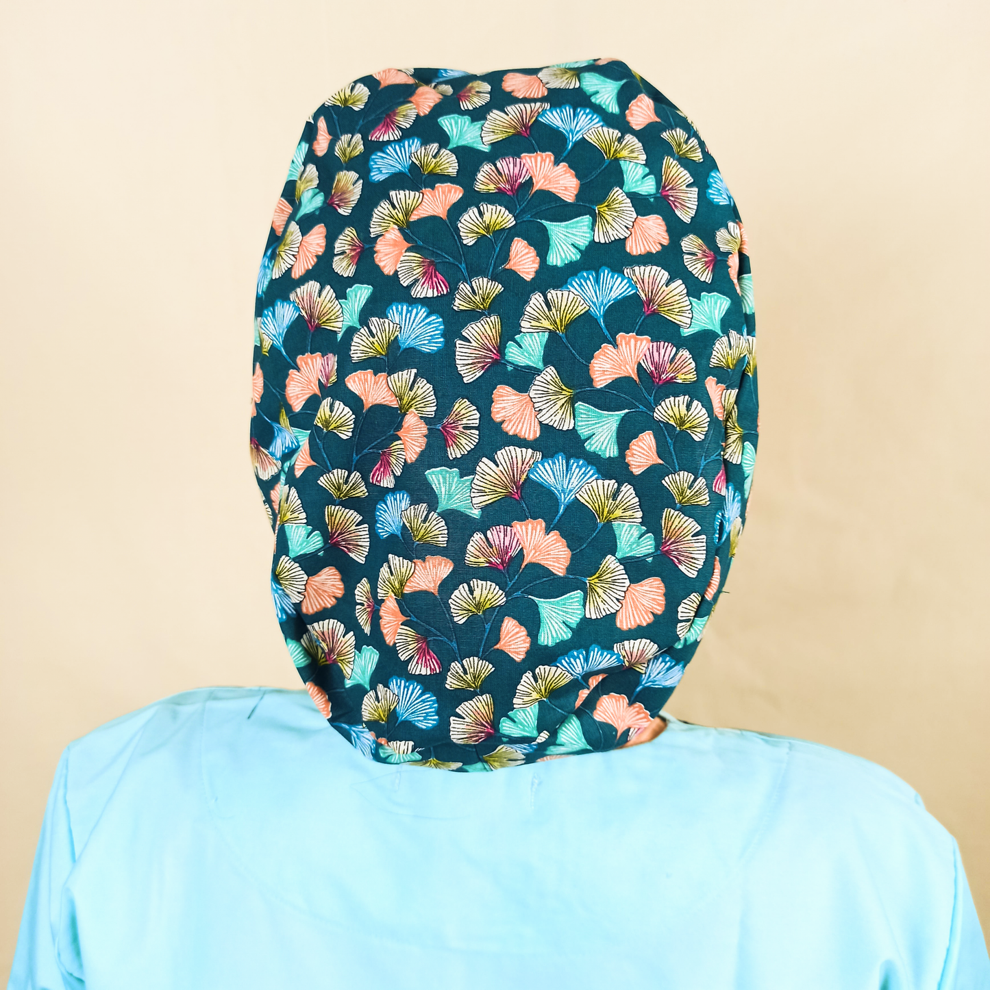 Stylish Scrub Caps-Colorful Leafs-Surgical Caps For Nurses-Satin Lined and Optional Name Customization - [scrub_hat]-[scrub_cap_for_women]-[surgical_cap]