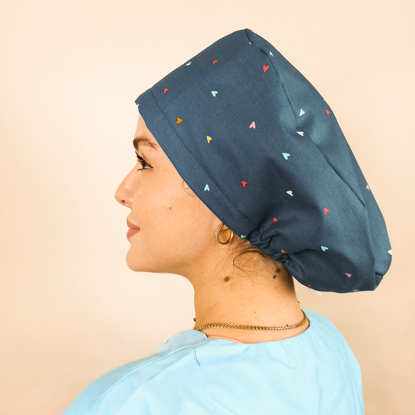 Cute Surgical Hats- The Colorful Hearts-Scrub Caps-Satin Lined-Personalized Nurse Caps with Name Embroidery - [scrub_hat]-[scrub_cap_for_women]-[surgical_cap]