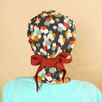 Ponytail Surgical Scrub Cap - Bright and Colorful Bubble Design - [scrub_hat]-[scrub_cap_for_women]-[surgical_cap]