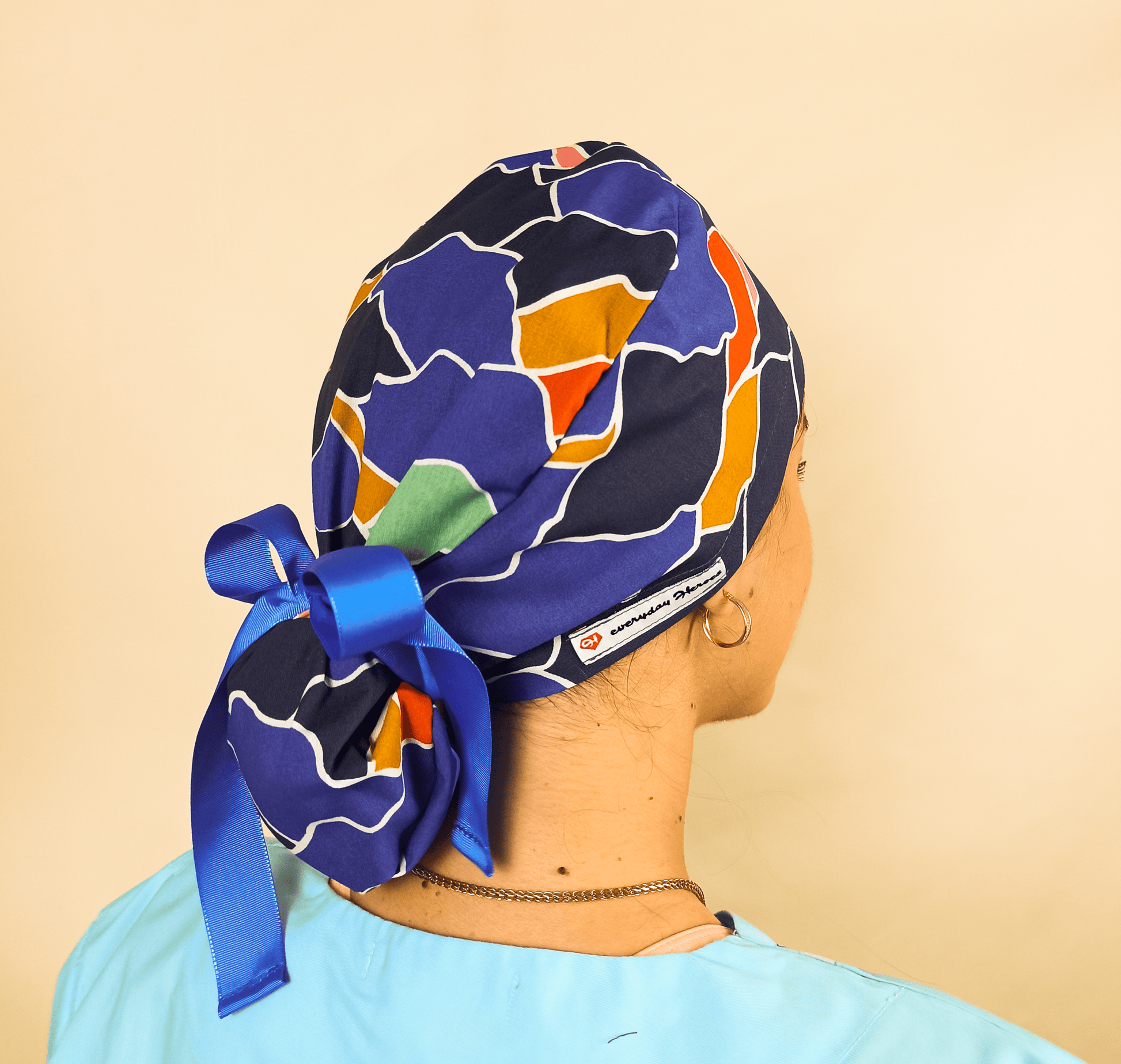 Custom Scrub Cap Sea Waves Abstract Ponytail Surgical Hat For Nurse & Doctor -Satin Lined (Copy) - [scrub_hat]-[scrub_cap_for_women]-[surgical_cap]