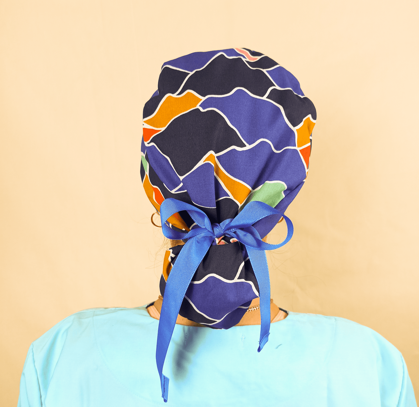 Custom Scrub Cap Sea Waves Abstract Ponytail Surgical Hat For Nurse & Doctor -Satin Lined (Copy) - [scrub_hat]-[scrub_cap_for_women]-[surgical_cap]