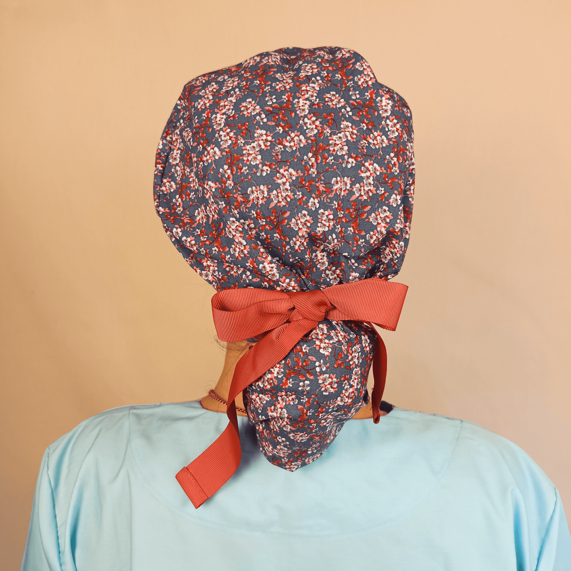 Almond Flower Ponytail Scrub Cap - Surgical Cap for Women - Ideal for Doctors and Nurses - [scrub_hat]-[scrub_cap_for_women]-[surgical_cap]