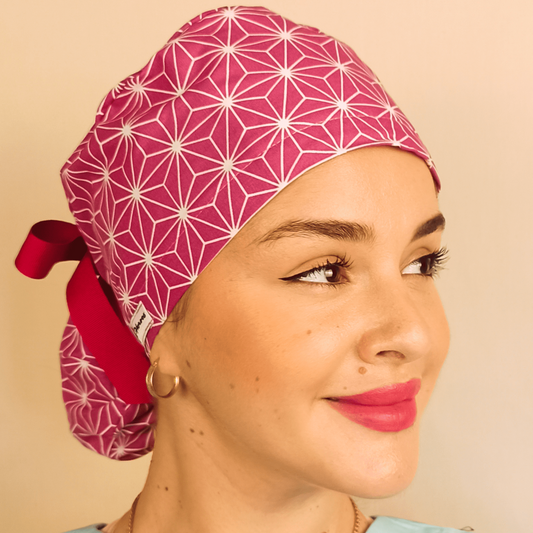 Abstract scrub cap ponytail