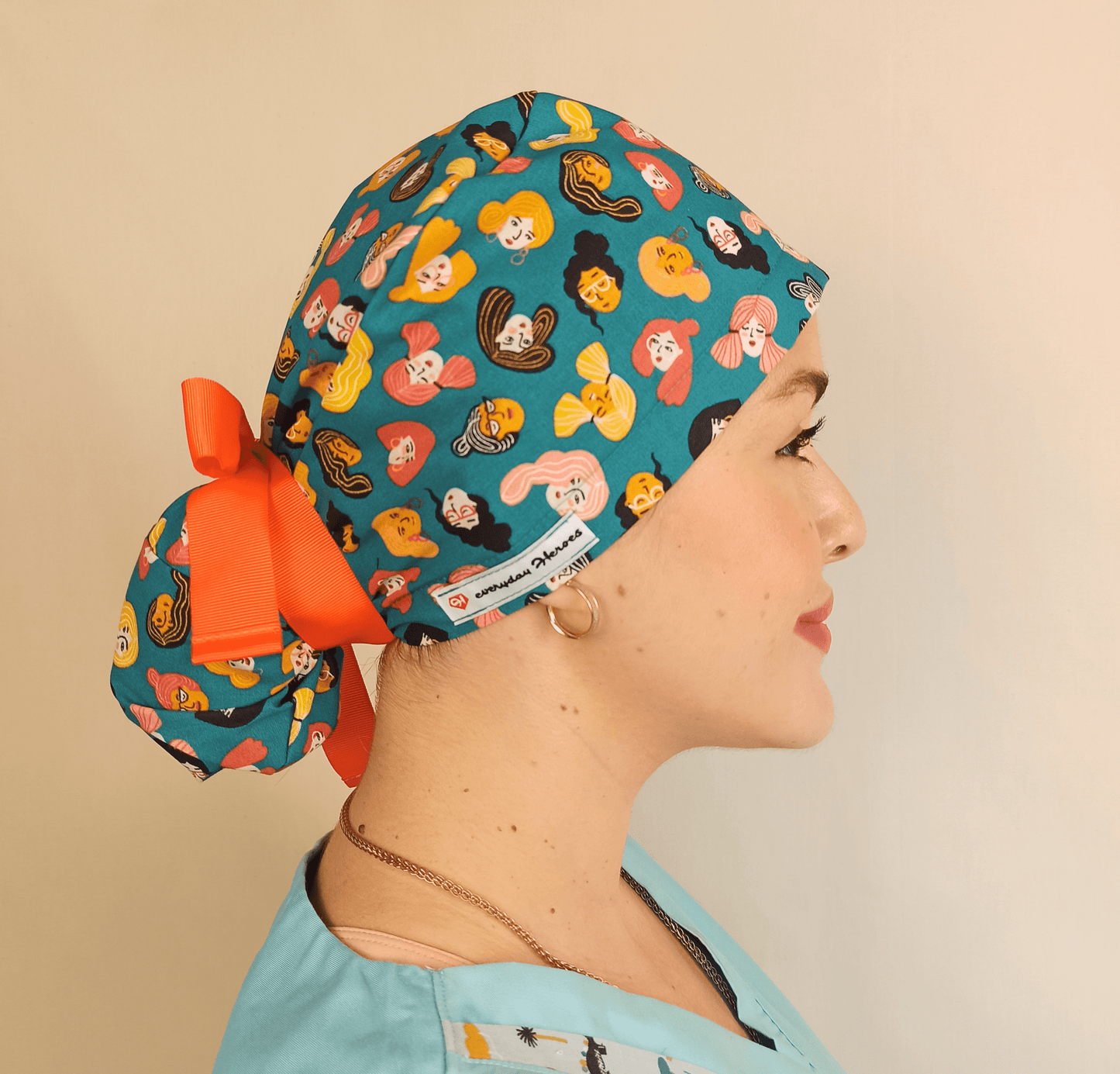 Gynaicologist Scrub Cap Womans Faces - Satin Lined -Embroidery Personalization option - [scrub_hat]-[scrub_cap_for_women]-[surgical_cap]
