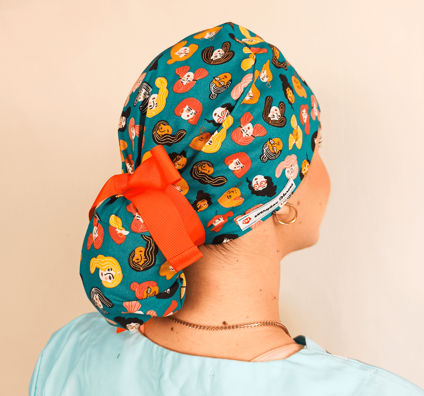 Gynaicologist Scrub Cap Womans Faces - Satin Lined -Embroidery Personalization option - [scrub_hat]-[scrub_cap_for_women]-[surgical_cap]