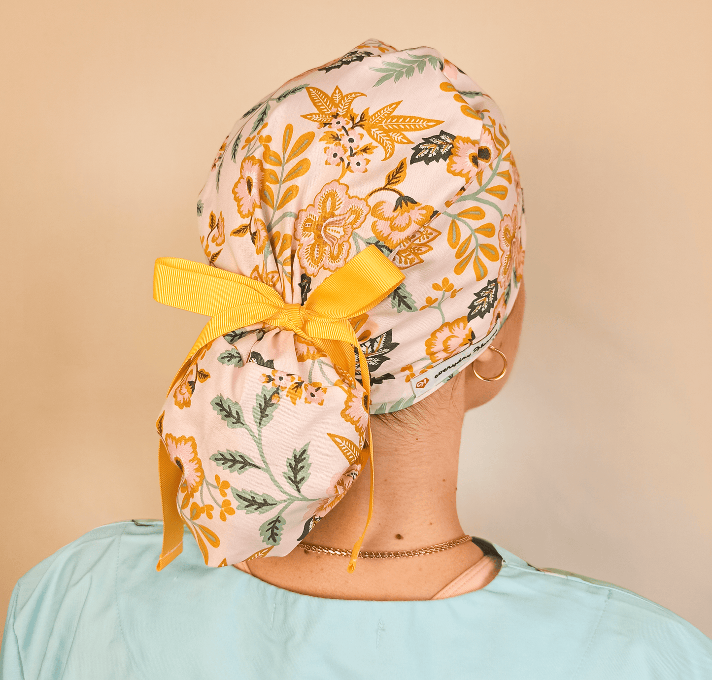 Pink Ponytail Scrub Cap - Blossom Surgical Cap for Nurses - [scrub_hat]-[scrub_cap_for_women]-[surgical_cap]