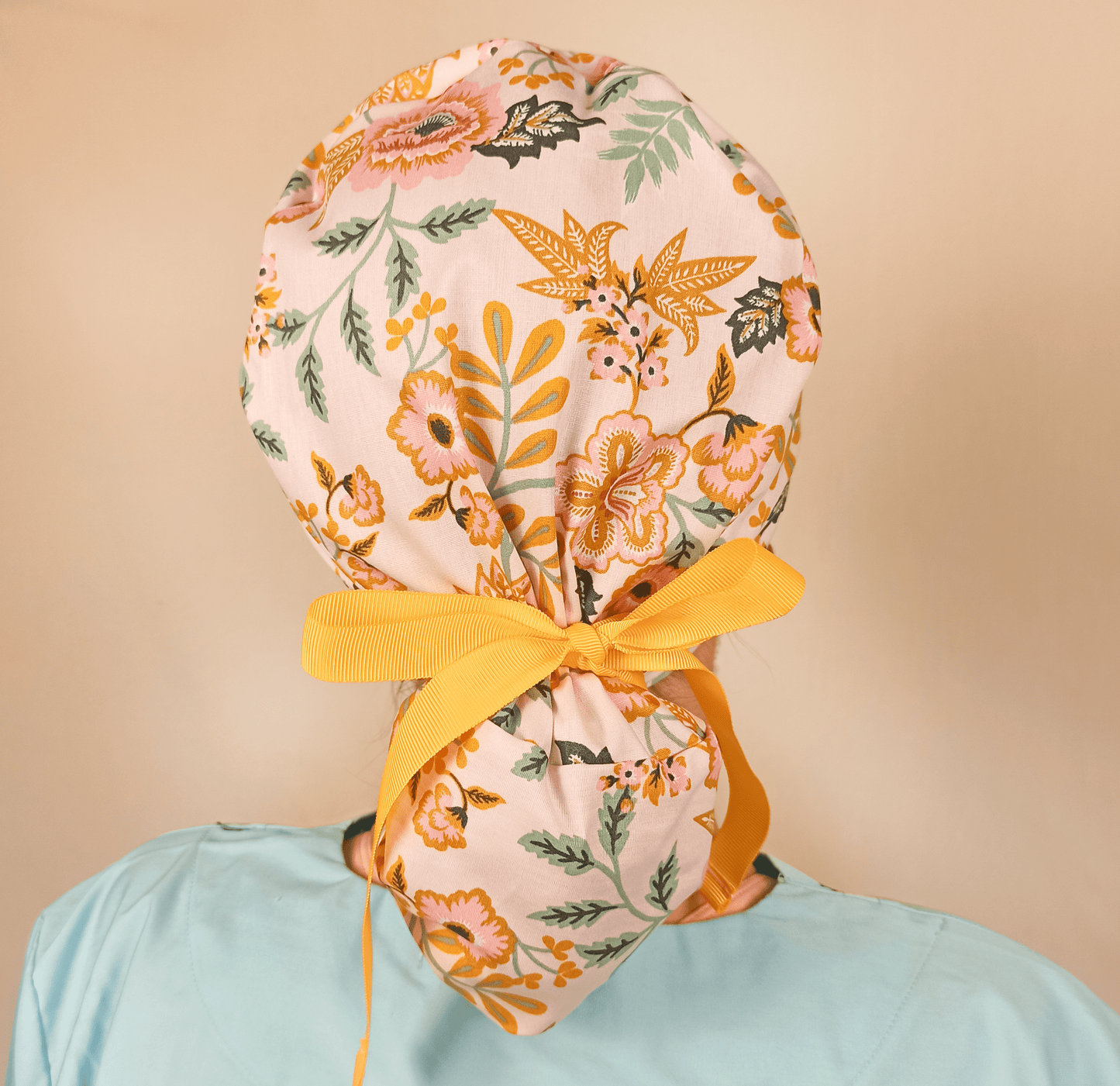 Pink Ponytail Scrub Cap - Blossom Surgical Cap for Nurses - [scrub_hat]-[scrub_cap_for_women]-[surgical_cap]