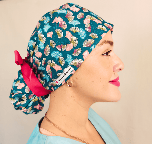 Ponytail Scrub Caps For Women - Floral Scrub Cap For Nurse - [scrub_hat]-[scrub_cap_for_women]-[surgical_cap]