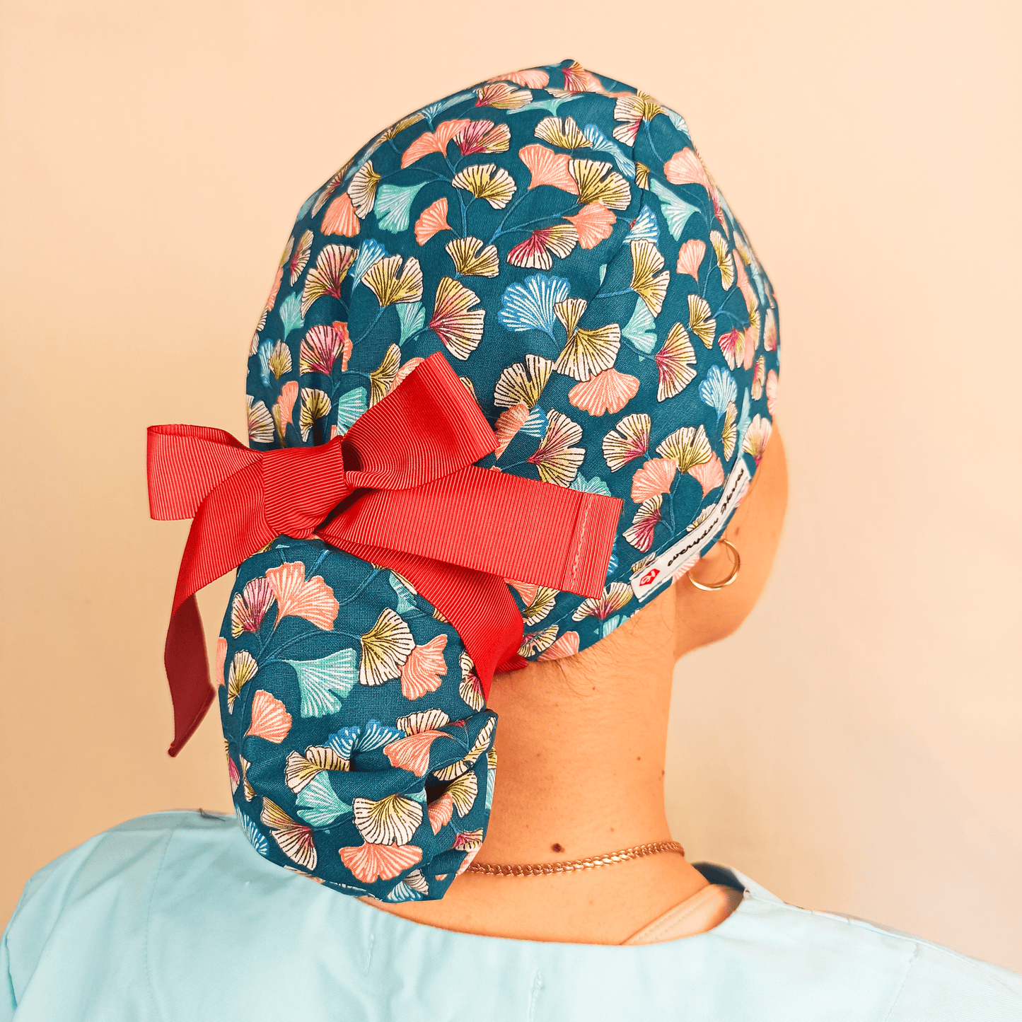 Ponytail Scrub Caps For Women - Floral Scrub Cap For Nurse - [scrub_hat]-[scrub_cap_for_women]-[surgical_cap]